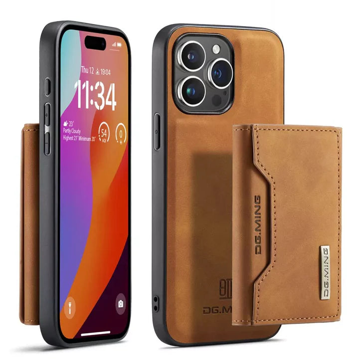 Leather Wallet Case with Magnetic Closure for iPhone 12 to iPhone 16 Pro Max – For All Models