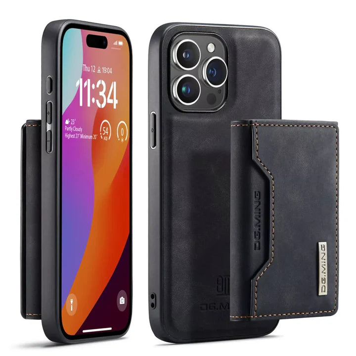 Leather Wallet Case with Magnetic Closure for iPhone 12 to iPhone 16 Pro Max – For All Models