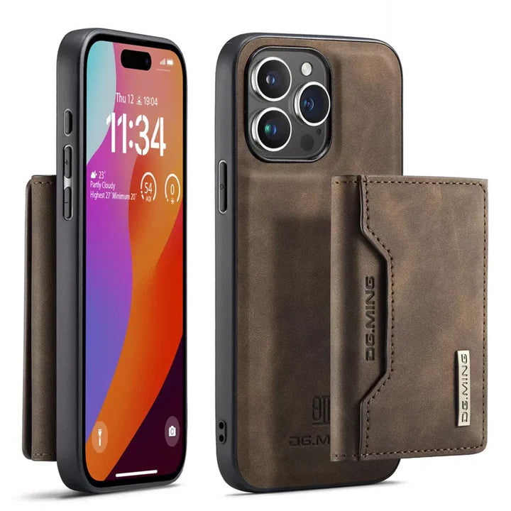 Leather Wallet Case with Magnetic Closure for iPhone 12 to iPhone 16 Pro Max – For All Models